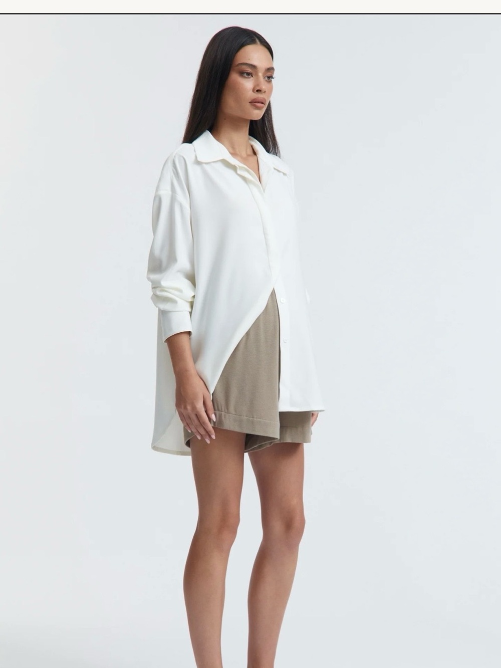 Legoe White Relaxed Button-Down Women's Maternity Shirt